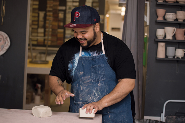 4 Roberto Lugo working in his studio. Photos: KeneK Photography. Courtesy of Wexler Gallery.