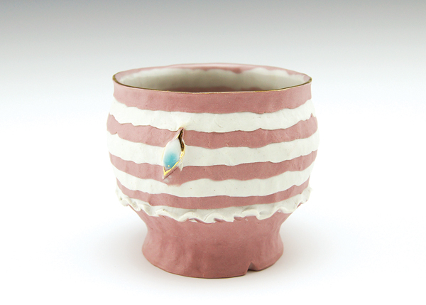 1 Yoonjee Kwak’s Sugarcoat Pink #1 teabowl, porcelain, fired to cone 10 in reduction.