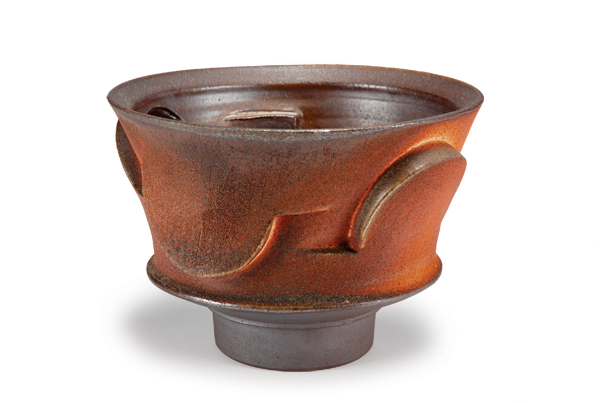 7 Relief bowl, 8 in. (20 cm) in height, stoneware, wood fired to cone 10, 2017. 