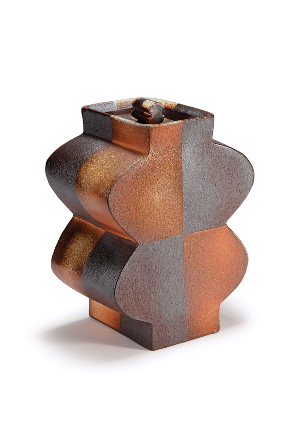 3 Lidded form, 12 in. (30 cm) in height, stoneware, wood fired to cone 10, 2017. 