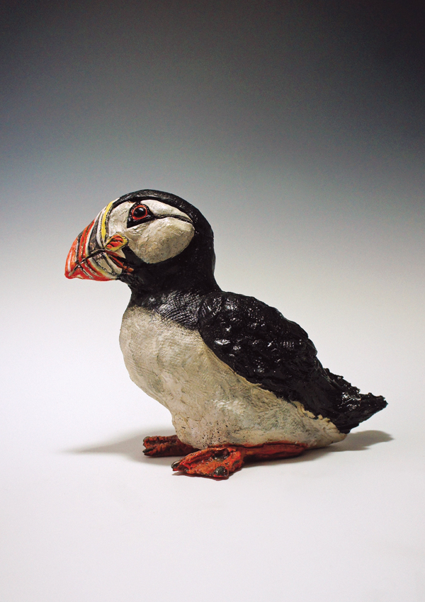 3 Gin Durham’s Puffin, 10 in. (26 cm) in height, stoneware, fired to cone 6, 2017.