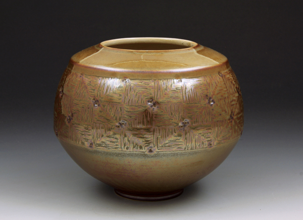 4 Vase, 6½ in. (17 cm) in diameter, porcelain, luster shino glaze, fired to cone 10 in reduction, 2017.