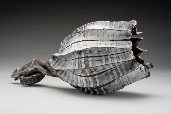 White Residue, 10 in. (25 cm) in height, stoneware, vitreous slips, fired to cone 6 in oxidation, 2016. Photo: Pete Duvall.