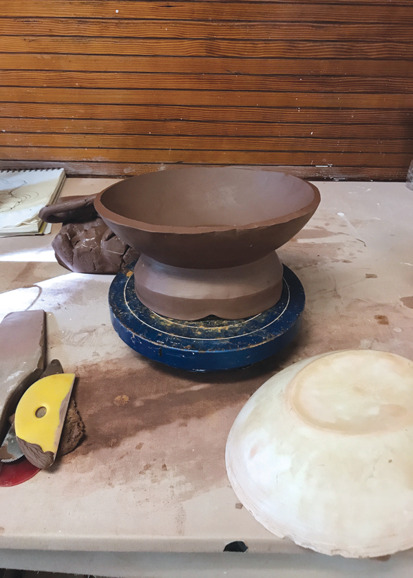 2 After the foot sets up, take it off the bisque mold.