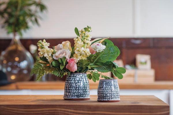 1 Calandra Beller Diesel’s Knit Stitch Vases, from 5 in. (13 cm) in height, red stoneware, slip, fired to cone 6. Photo: Susan Nolan.