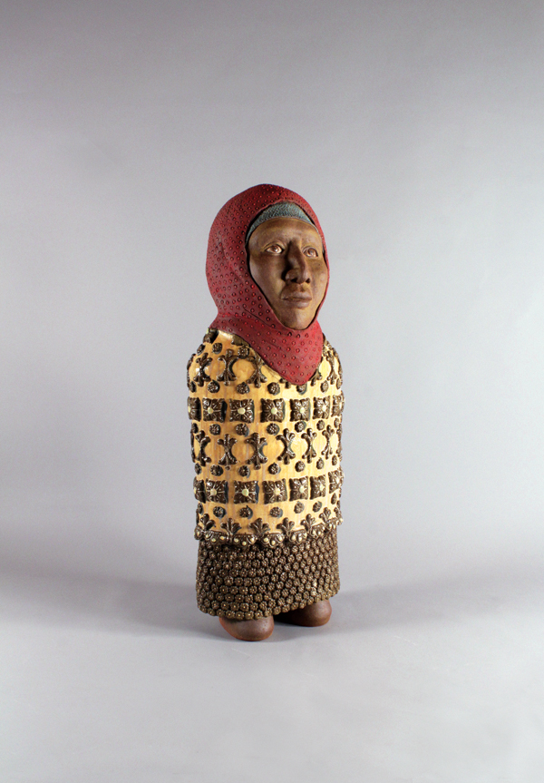 5 In Hijab, 3 ft. 6 in. (1.1 m) in height, stoneware, fired in reduction, 2017.