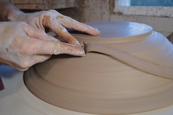 6 Let the platter dry for two days, then trim the foot using a large loop trimming tool.