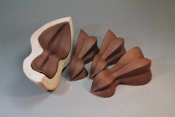 12 Four sections pressed and ready to be assembled by scoring and slipping. Timing and slipping and deep scoring are the key to successfully building your completed form.