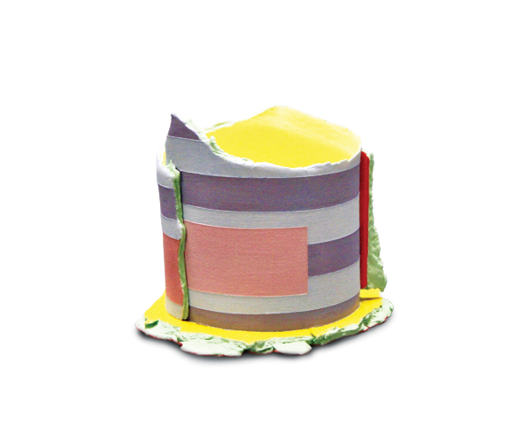 2 Merrie Wright’s Cliff Cup 010 (a study of pink and peach), 4 in. (10 cm) in height, porcelain, glaze, 2017.