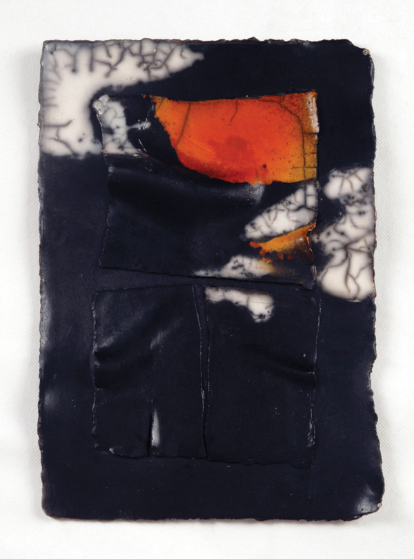 6 Fogli Narranti 1, wall piece, raku dolce, 2012.