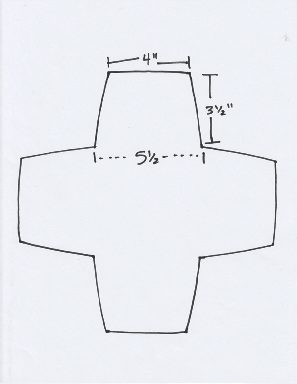 1 Template design and measurements for the berry strainer base.