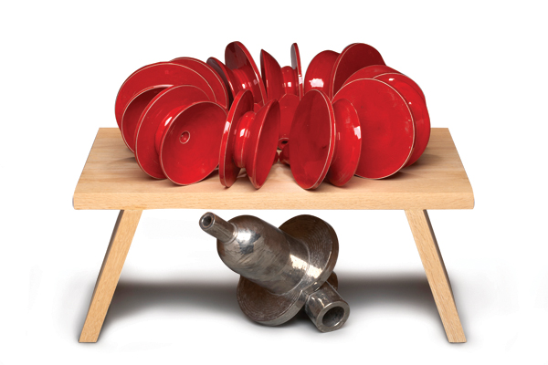 2 Tony Hepburn’s Scopes, 24 in. (61 cm) in length, ceramic, wood, 2003.