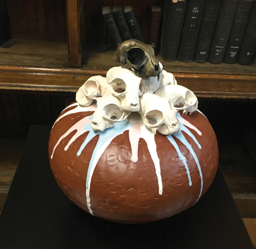 2 Didem Mert’s Reliquary for Burdens (Past and Present), handbuilt clay, lost-wax bronze casting, 2017. 