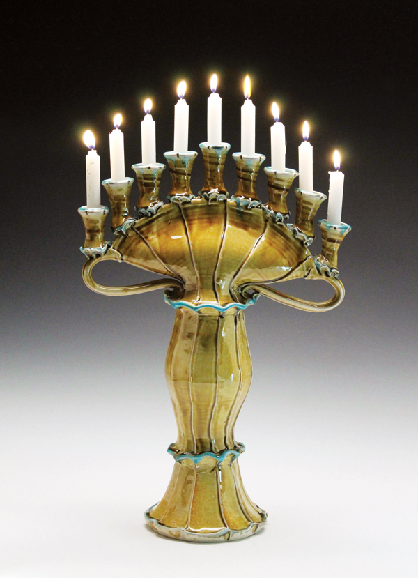 1 Gertrude Graham Smith’s Menorah/Candelabrum, 18 in. (46 cm) in height, porcelain, 2017.