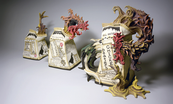 1 Growth, 36 in. (66 cm) in length, stoneware, underglaze, fired to cone 6, 2016.