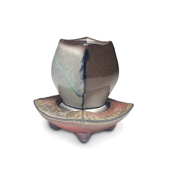 3 Andrew McIntyre’s cup and saucer, 5 in. (13 cm) in height, wood and soda fired.