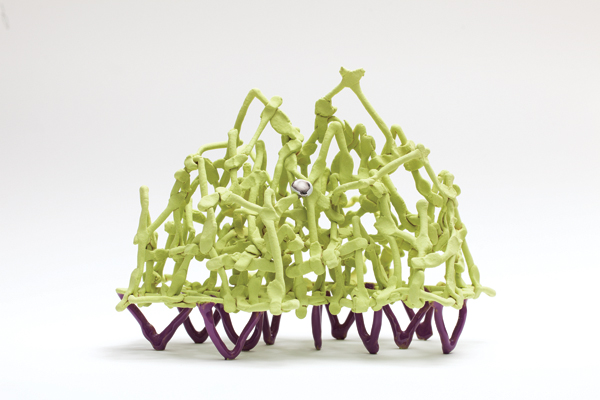 1 Shannon Goff’s Grass Moon, 13 in. (33 cm) in height, stoneware, underglaze, glaze, fired to cone 04, luster, fired to cone 018, 2016.