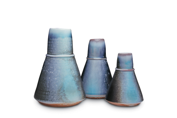 5 James Kelly’s bud vases, to 5½ in. (14 cm) in height, soda-fired porcelain, fired to cone 10. 