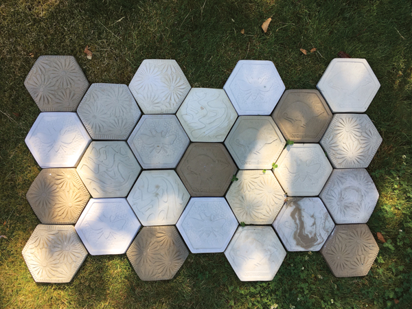 5 The fired pavers. Every batch is slightly different depending on the composition of the clay and glaze waste that is used. 