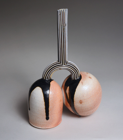 3 Richard Burkett’s Post-Pre-Columbian Artifact Stirrup, 14 in. (36 cm) in height, ceramic.