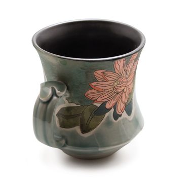 17a Emily Price’s Koi Pond, to 5 in. (13 cm) in height, wheel-thrown porcelain, hand painted, carved, mishima, underglaze, glaze, fired to cone 10 in a gas reduction kiln, 2018.