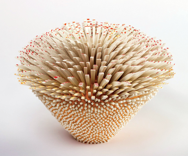 1 Zemer Peled’s Untitled 5, 19 in. (48 cm) in diameter, porcelain, 2016.
