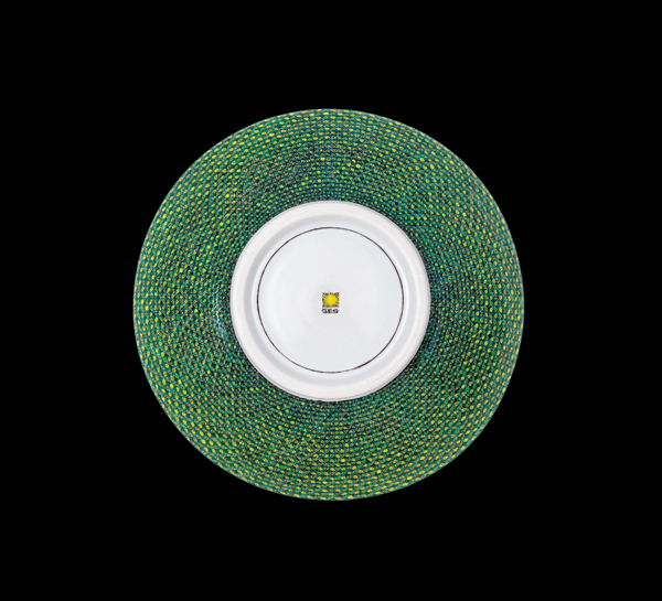 7 Woven Deep Porcelain Plate (bottom), showing painting detail.
