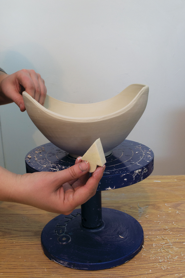 5 Use a smooth, damp makeup sponge to compress and refine the cut edges.