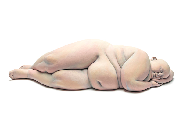 5 Cloud, 31 in. (79 cm) in length, stoneware clay, paint, chalk pastel, 2017.