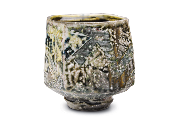 6 Chris Chaney’s Dazzle Yunomi, 3½ in. (9 cm) in height, wood- and soda-fired porcelaneous stoneware.