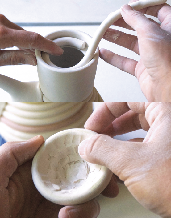 16 Make a small lid from measured coils, which are compressed on the inside.