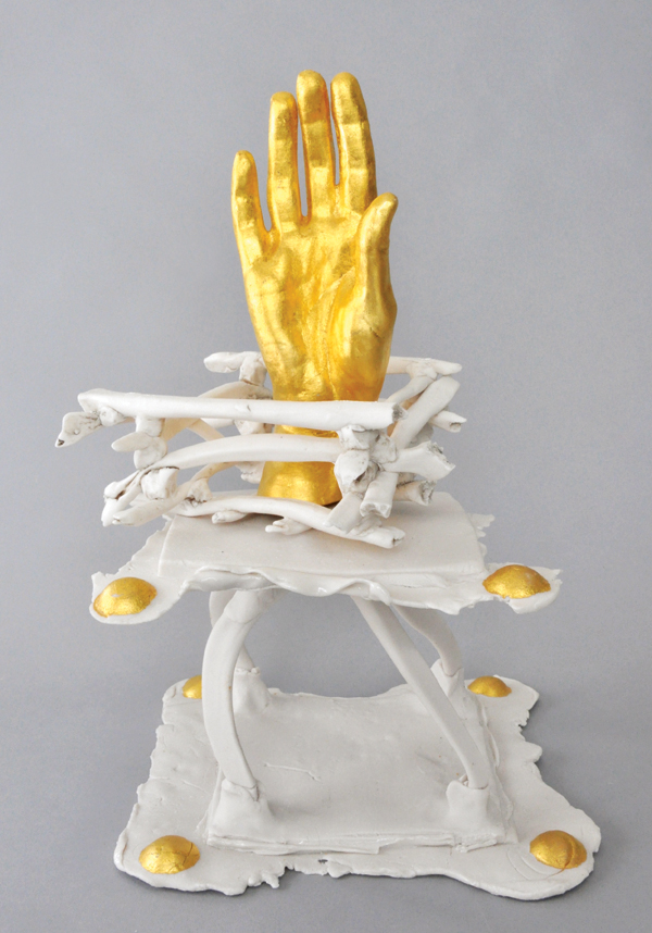 2 Forgiving Your Indiscretions or She Was a Saint, porcelain, glaze, gold leaf, 2018.