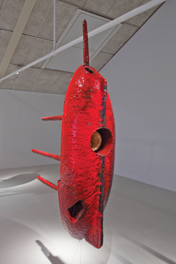 1 Fram, 4 ft. 7 in. (1.4 m) in height, stoneware, lead glazes, hardware, drawings, 2013. Photo: Øystein Thorvaldsen.