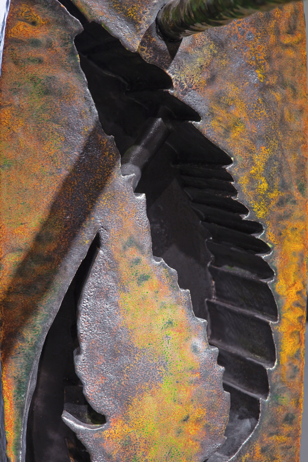 4 Gjøa (detail), 4 ft. 9 in. (1.5 m) in height, stoneware, lead glazes, hardware, drawings, 2013.
