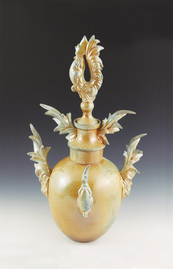 4 Tom Vician’s Fowl Play, 25 in. (64 cm) in height, ceramics, 2018.