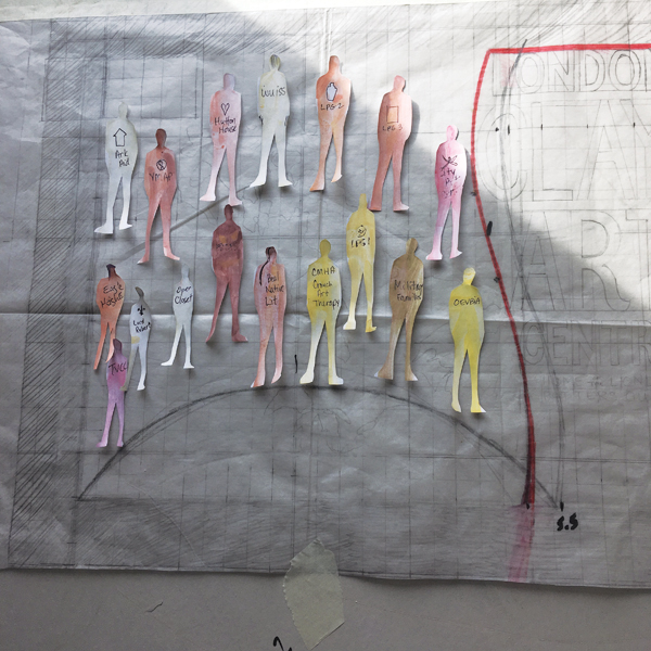 6 Scaled paper mock-up by Susan Day of figures for Canada 150 Mosaic at London Clay Art Centre. 