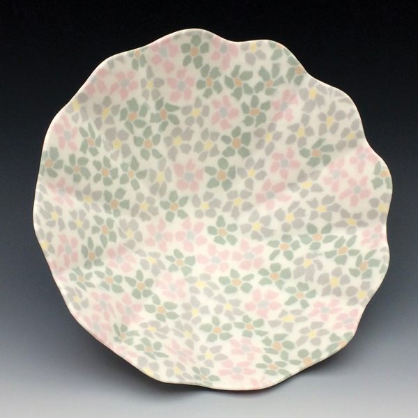 Pink gray flowers, 20 in. (51 cm) in diameter, 2018.