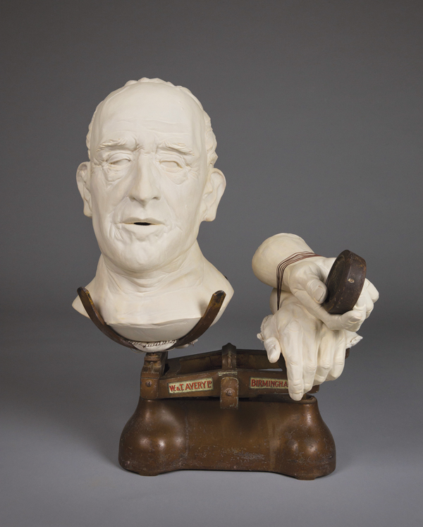 1 Richard W. James’ That Ship Sailed A Long Time Ago, 23 in. (58 cm) in height, earthenware, found objects, fabric, thread, 2018.