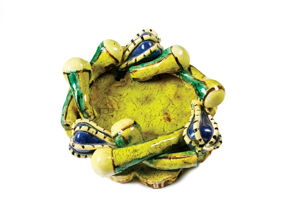  2 Annabeth Rosen’s Blub Plate—Blue, 14 in. (36 cm) in diameter, ceramics, 2000. Photo: Bob Brady. Photo: Courtesy of Anglim Gilbert Gallery and P.P.O.W.