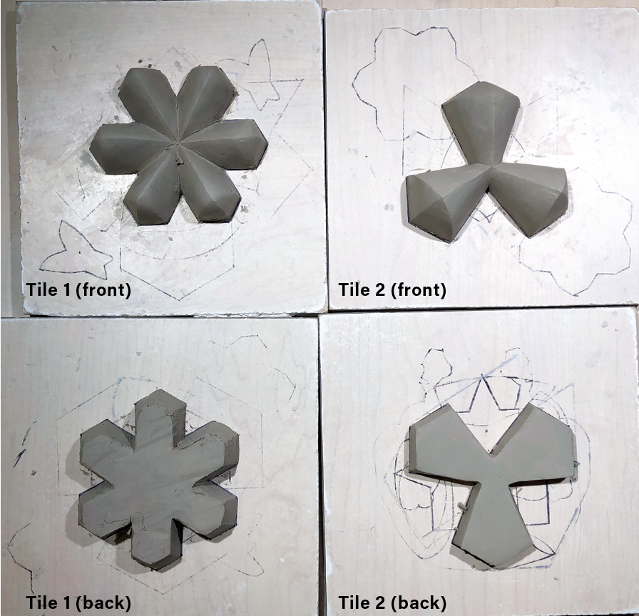5 Once the clay is leather hard, fine tune the prototypes further using serrated loop tools and ribs.