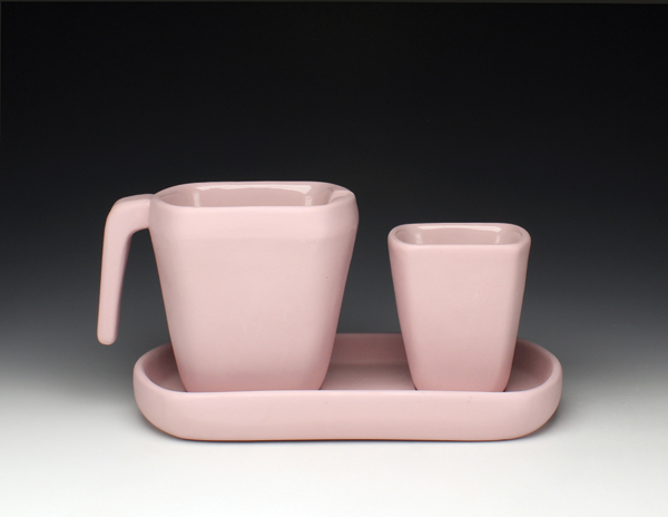 To Drink, 12 in. (30 cm) in length, stained porcelain casting slip, glaze, 2018.t