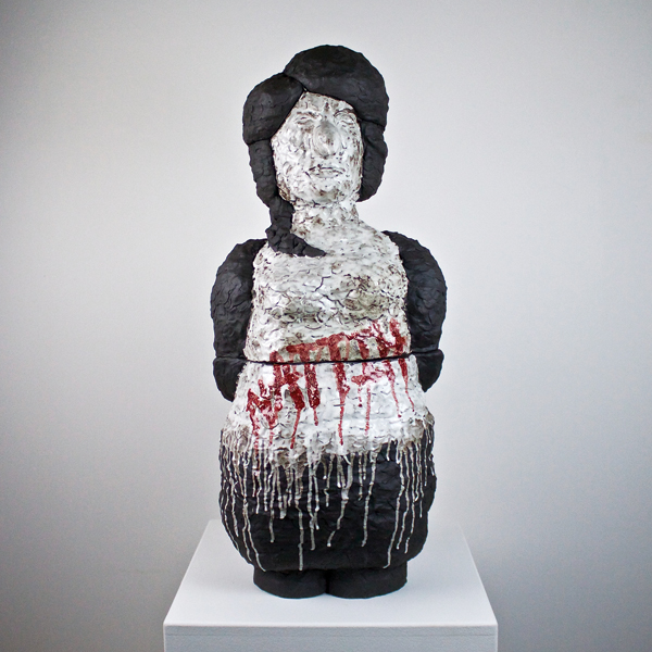 2 Raven Halfmoon’s SAH CADO (Ms. Caddo), 32 in. (81 cm) in height, mid-fire ceramic, 2017. 