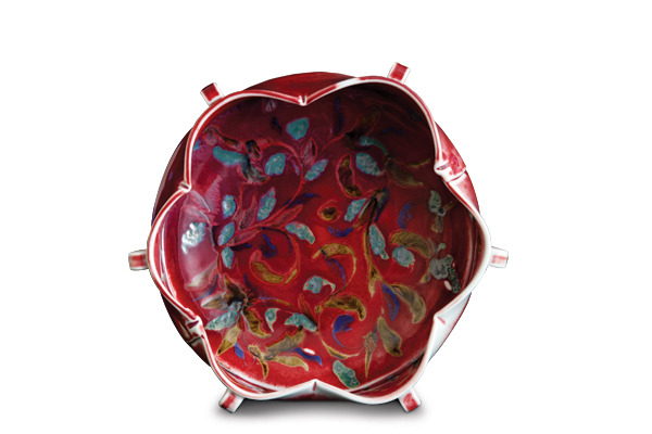 Serving bowl, 12 in. (30 cm) in diameter, slab-built porcelain, fired to cone 10 in reduction.