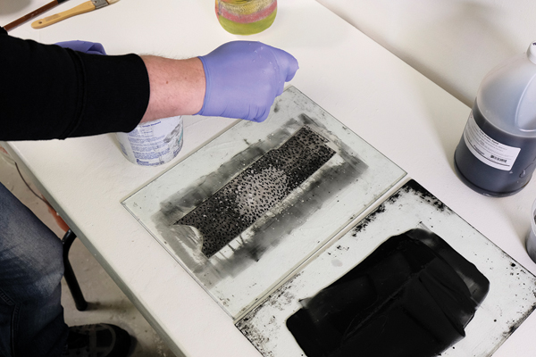 10 Flood the surface with water and blot with a damp sponge.