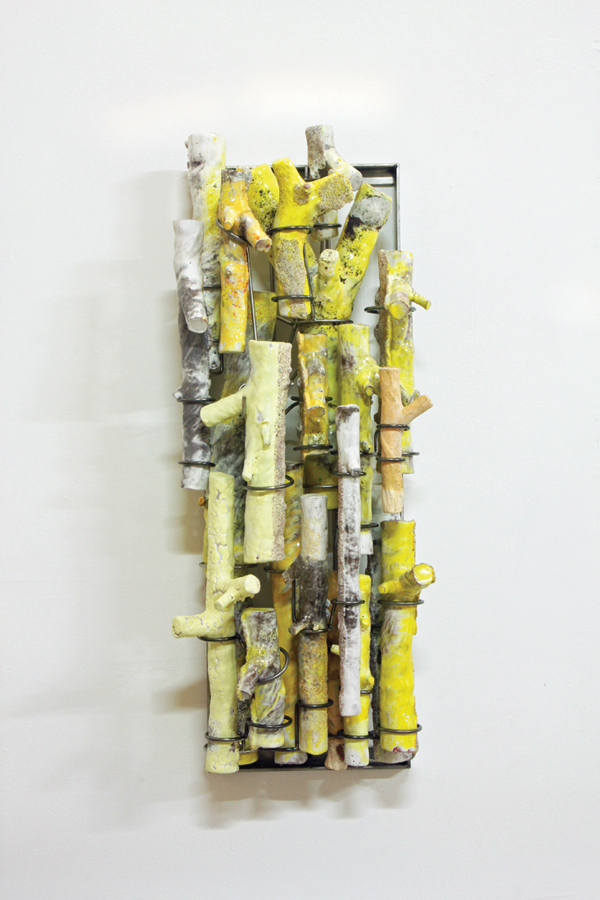 2 Branch, 33 in. (84 cm) in height, ceramic, stainless steel, 2018.