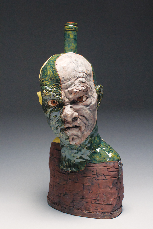 4 Kevin Rohde’s Barfly. 15 in. (38 cm) in height, earthenware, colored slip, acrylic glaze, 2017.