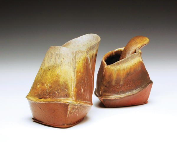 2 Ian Connors’ cream-and-sugar set, porcelain, wood fired to cone 10. 