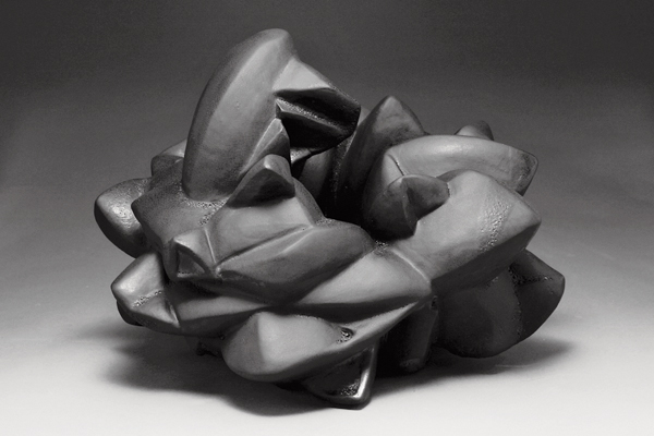 2 Molly Johnson’s Dark Matter, 13 in. (33 cm) in length, wheel-thrown and altered stoneware, 2018.