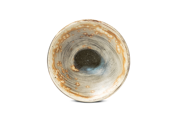 2 Plate, 8 in. (20 cm) in height, wild clay, white slip, clear glaze, fired to cone 7 in reduction, 2018. 
