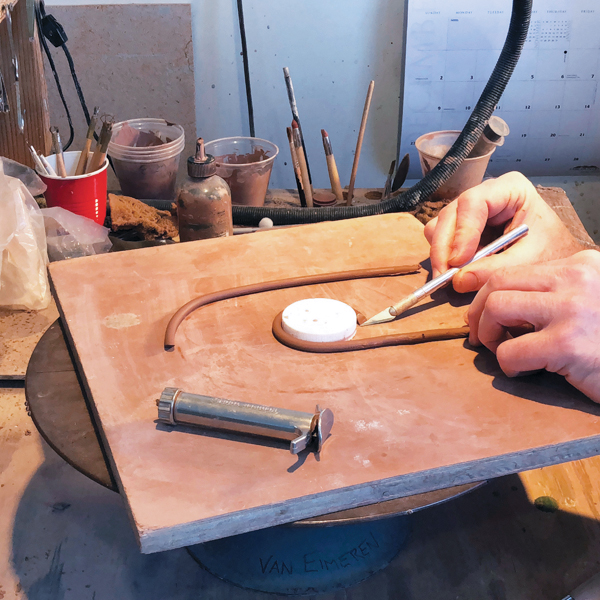 7 Extrude coils for foot rings. Cut to length and bevel the ends to join them.